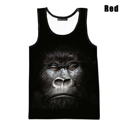 3D Gorilla Print Tank Top - Oversized Sleeveless Summer Streetwear for Men