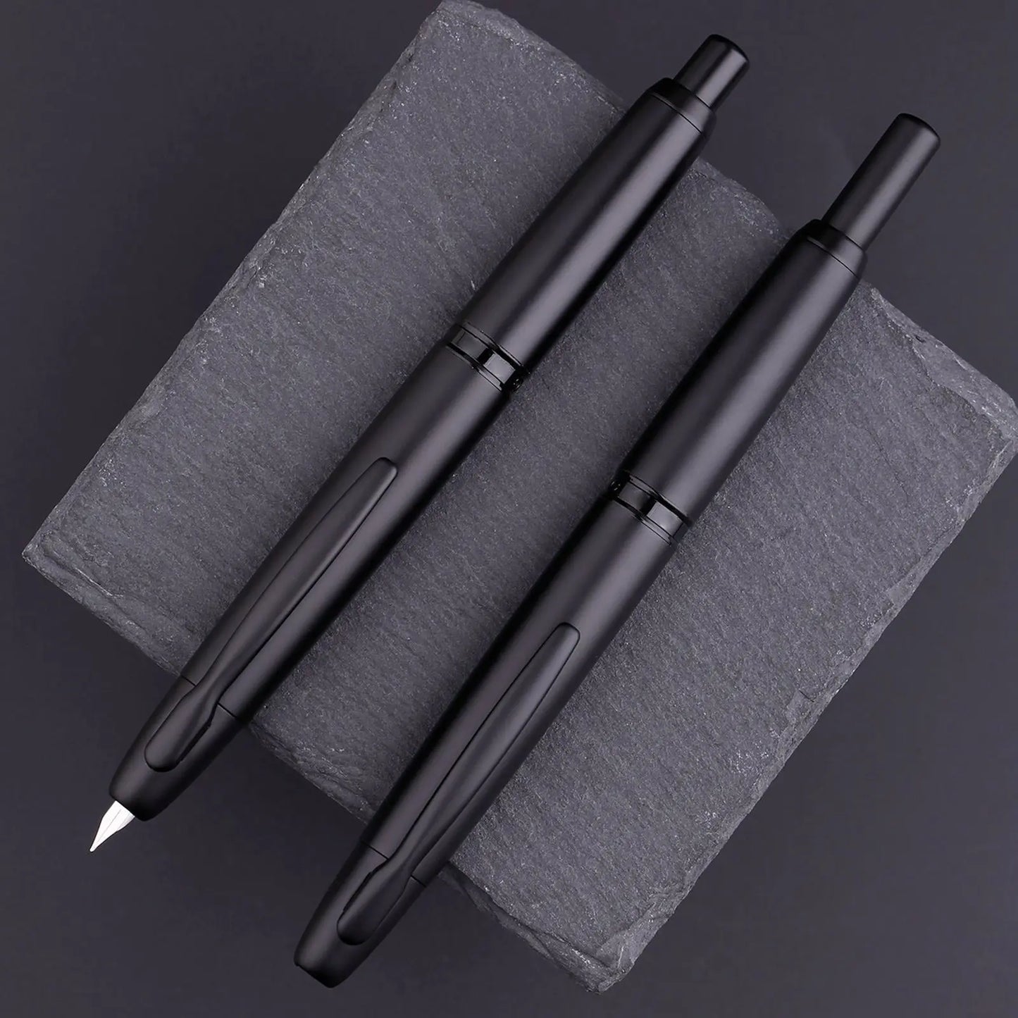 MAJOHN A1 Retractable Fountain Pen – EF 0.4mm Nib, Matte Black Metal Ink Pen with Converter, Ideal for Students and Gifts