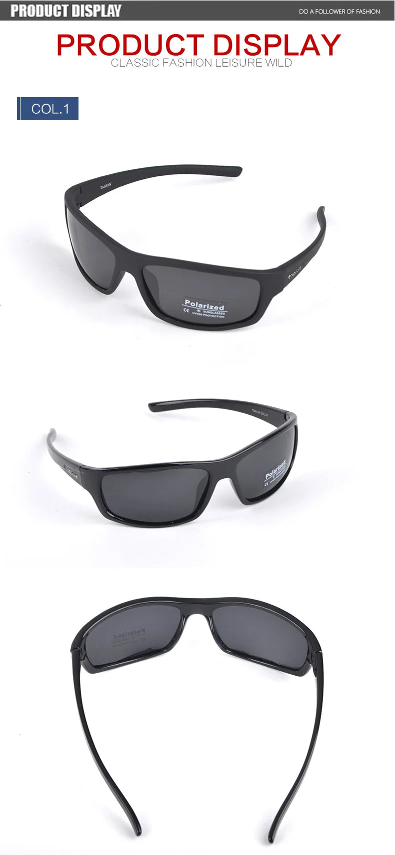 Men's Polarized Sport Sunglasses – UV400 Hiking Glasses with Polaroid Lenses, TG5104 Hipster Style