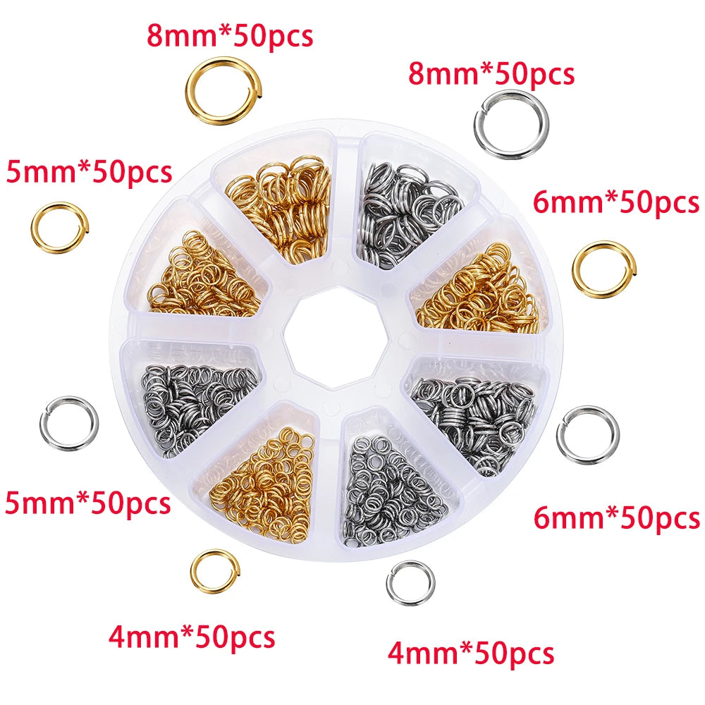 210-400Pcs Jewelry Making Kit - Lobster Clasps Jump Rings Crimp Beads Findings for DIY Bracelets & Necklaces