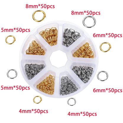 210-400Pcs Jewelry Making Kit - Lobster Clasps Jump Rings Crimp Beads Findings for DIY Bracelets & Necklaces