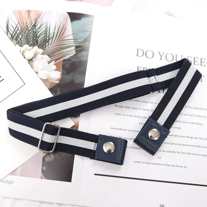 Elastic Buckle-Free Canvas Belt for Women – Stretch Waist Belt for Jeans & Pants, Invisible Lazy Belt