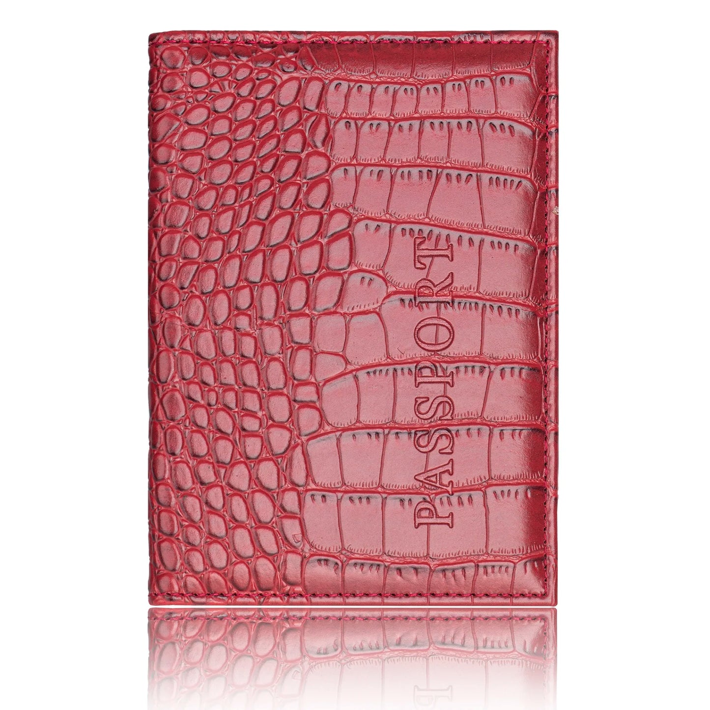 Crocodile PU Leather Passport Holder – Slim Minimalist Travel Wallet for Men & Women