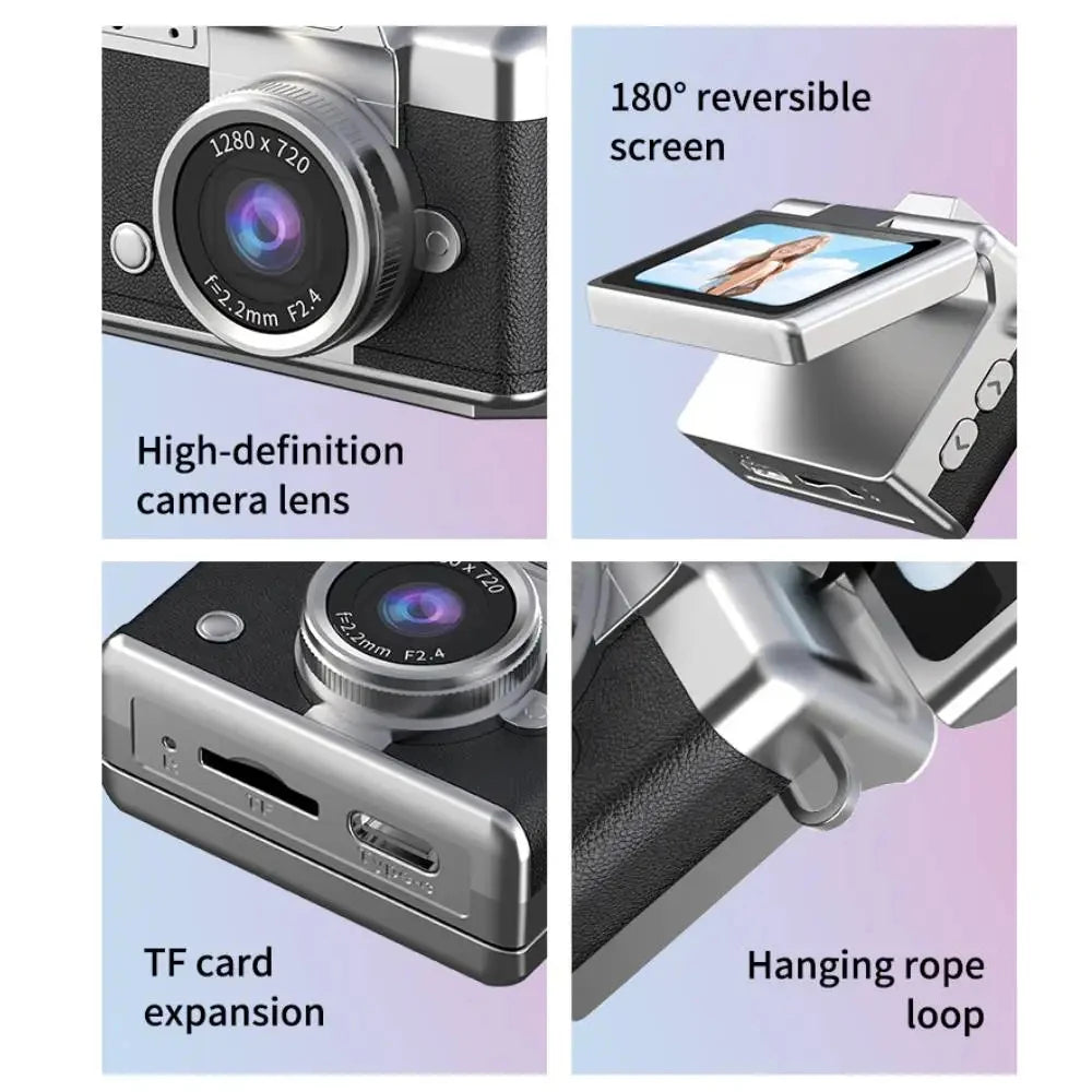 Ourlife Mini Keychain Camera - 1.47-Inch Flip Screen Retro CCD HD Digital Video Recorder