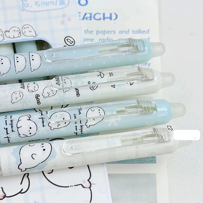 4-Pack Erasable Gel Pens - Blue and Black Ink Friction Pens with Side-Button Design for Kids, School and Studying