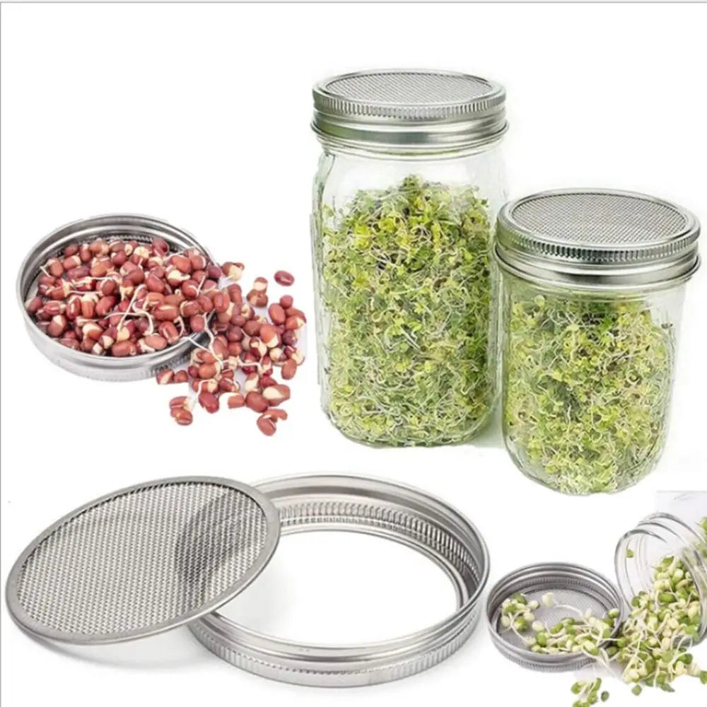 Sprouting Jars Growing Kit - 16/32oz Wide Mouth Mason Jars with Screen Lids for Indoor Seed Germination & Fresh Sprouts