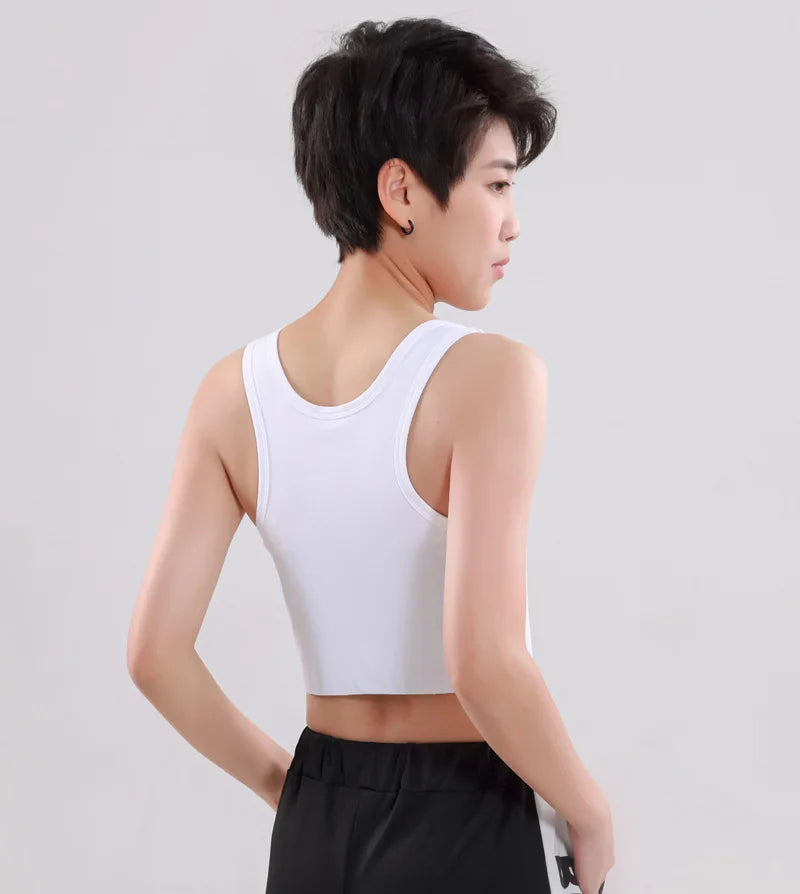 Women’s Half-Length Corset Top – Pullover Breast Binder with Bandage Tank Vest for Lesbian & Trans FTM