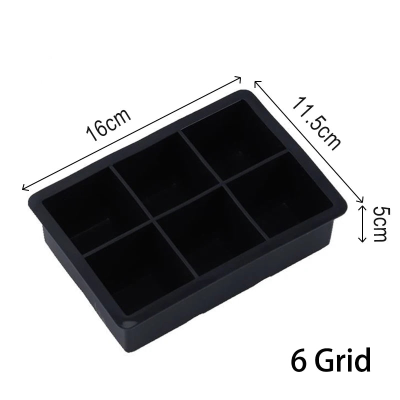 Large Silicone Ice Cube Tray — 4/6/8/15 Grid Mold for Bar, Pub, DIY Ice Blocks