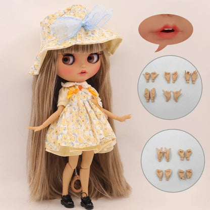 ICY DBS Blyth Doll – 1/6 Joint Body BJD Anime Girl with Tan Skin, Matte Face & Pouting Mouth OOAK OB24