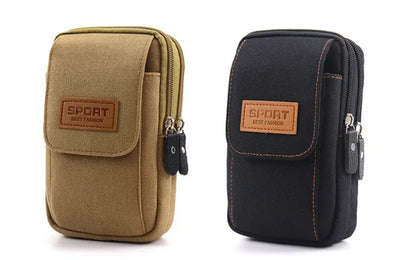 6.5" Men’s Canvas Waist Pack – Soft Pouch Belt Bag for Running, Travel & Camping