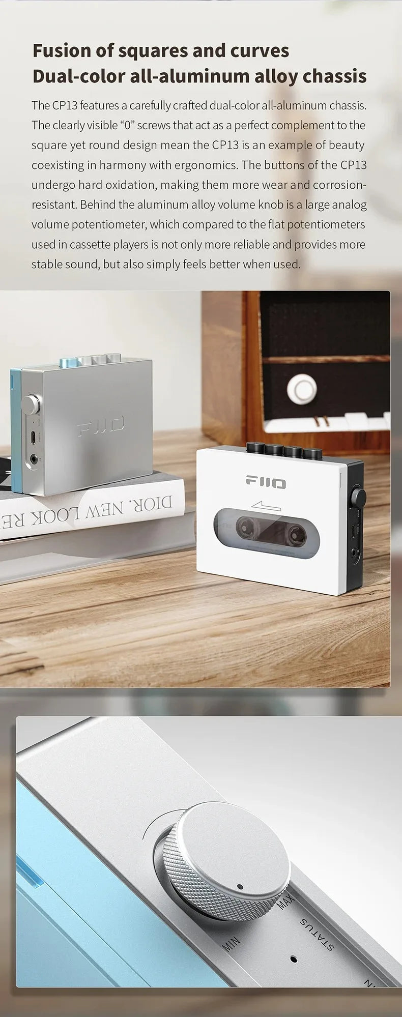 FiiO CP13 Portable Stereo Cassette Music Player – 13 Hours Battery Life, 1800mAh, Dual-Mode 4.2V Power Supply, MP3 Player