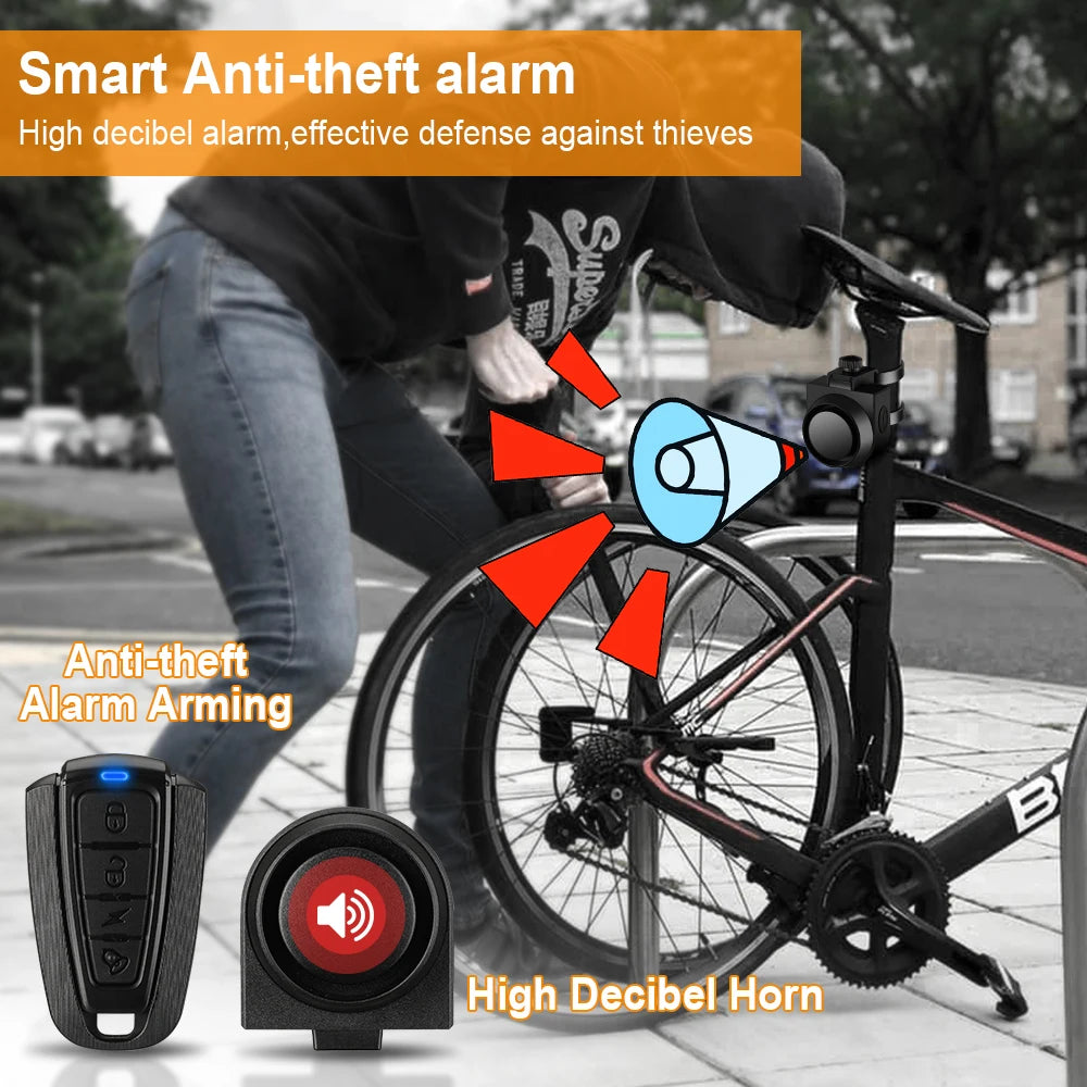 WSDCAM Bicycle Alarm – Waterproof Vibration Alarm with USB Charging & Remote Control, 110 dB Security for Bike & Motorcycle