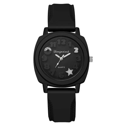 Fashion 3D Arabic Dial Women’s Quartz Watch – Candy Color Silicone Square Band