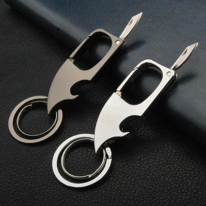 Creative Multifunctional Keychain for Men: Carabiner Buckle with Bottle Opener, Detachable Knife - Unique Design, Portable Keyring Accessory