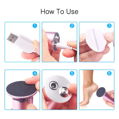 Smooth Feet, Anywhere: USB Rechargeable Wireless Electric Foot File - Cuticle Callus Remover Machine Pedicure Tools for Foot Heel Care, Includes Sandpaper