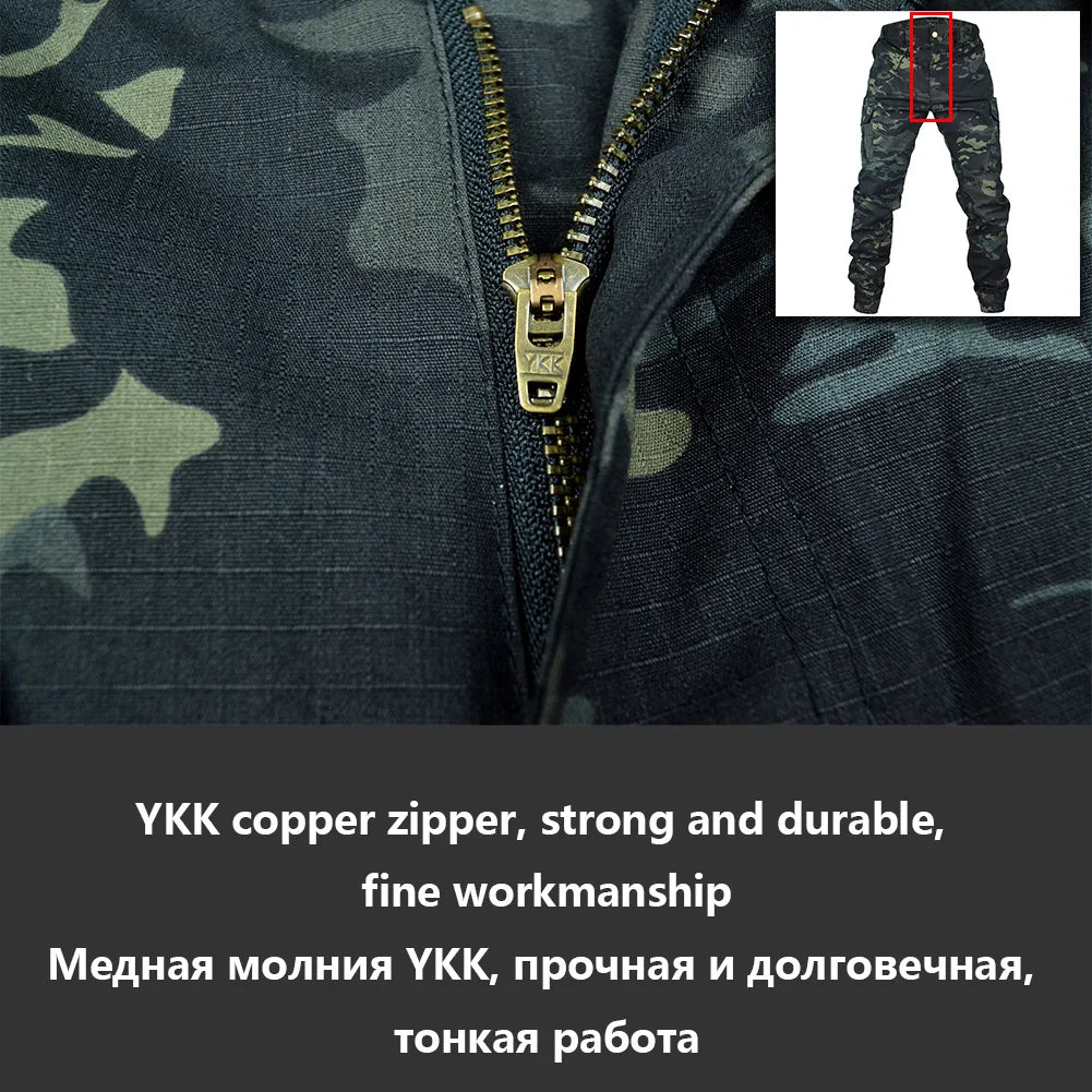 Men's Tactical Camouflage Joggers – Ripstop Cargo Pants for Outdoor Work and Hiking