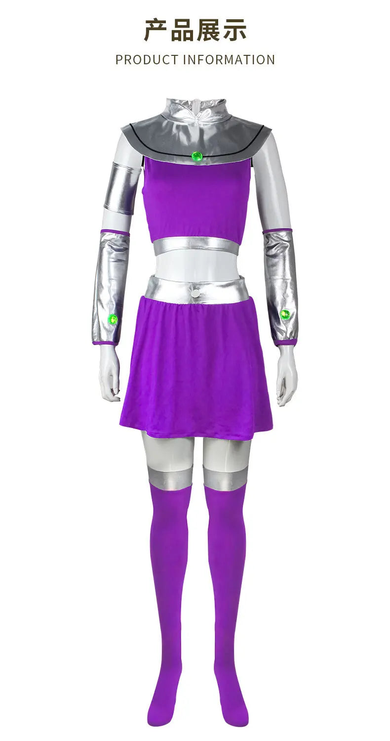 Starfire Cosplay Costume – Princess Koriand’r Dress with Gloves & Socks for Halloween, Anime & Comic Con