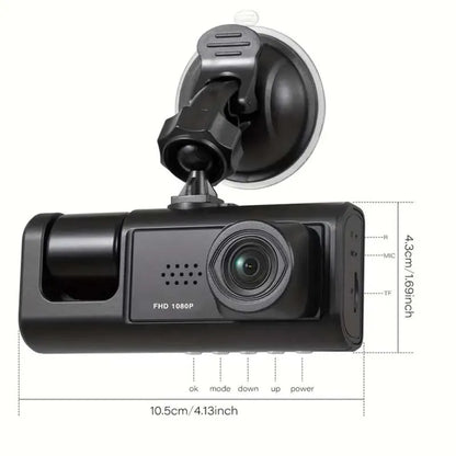 1080P Dual Camera Dash Cam - Front and Interior Car DVR with IR Night Vision, Loop Recording and Wide Angle Lens