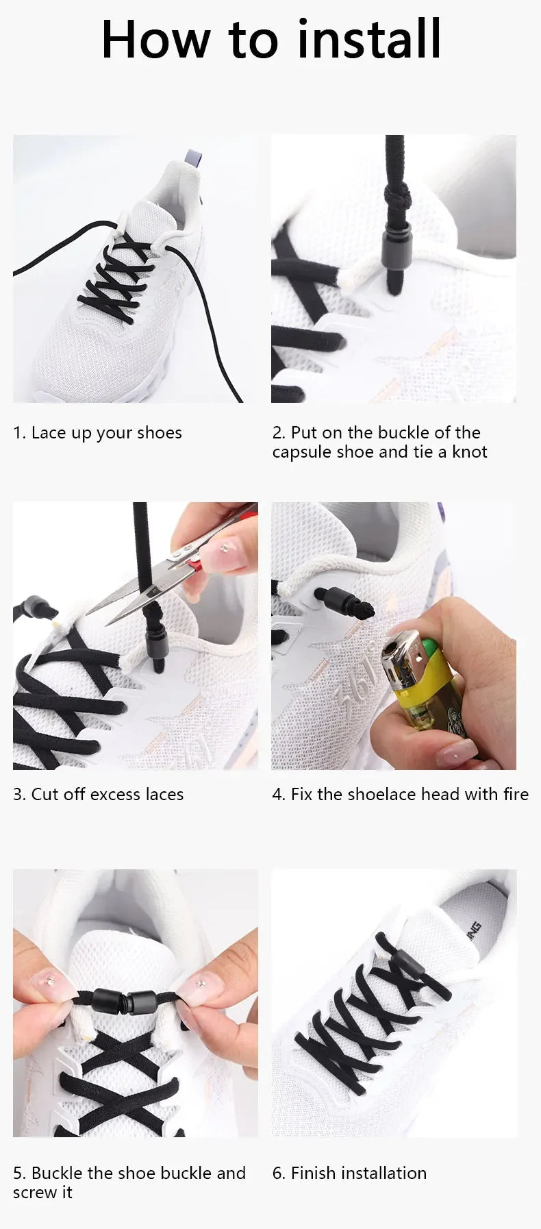 New Colorful Elastic No-Tie Shoelaces – Round Sneakers Laces for Kids & Adults