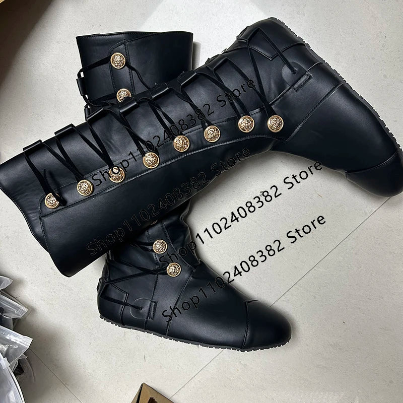 Medieval Steampunk PU Leather Boots – Retro Viking Pirate & Knight Cosplay Shoes for Men & Women, Carnival Party