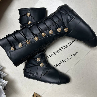 Medieval Steampunk PU Leather Boots – Retro Viking Pirate & Knight Cosplay Shoes for Men & Women, Carnival Party