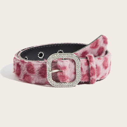 Gothic Y2K Faux Fur Belt - Women’s Punk Hip Hop Waistband for Jeans & Winter Fashion