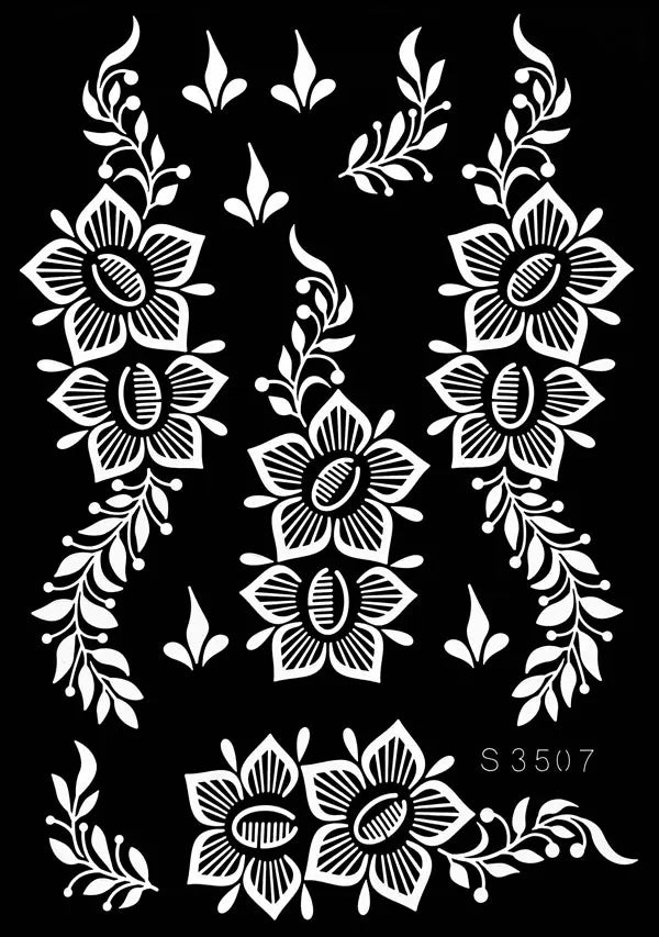 Reusable Henna Stencil Templates for Hand & Body – Floral Tattoo Stencils for Women, Weddings & Festivals Body Art Makeup Tools