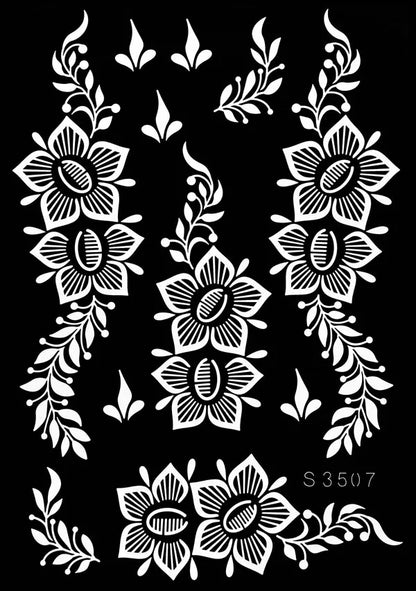 Reusable Henna Stencil Templates for Hand & Body – Floral Tattoo Stencils for Women, Weddings & Festivals Body Art Makeup Tools
