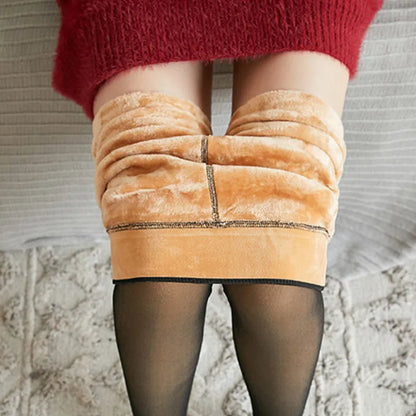 Woman's Thermal Fleece Tights: Sexy Winter Warm Pantyhose - Translucent Slim Thicken Tights with Elastic Velvet, Female