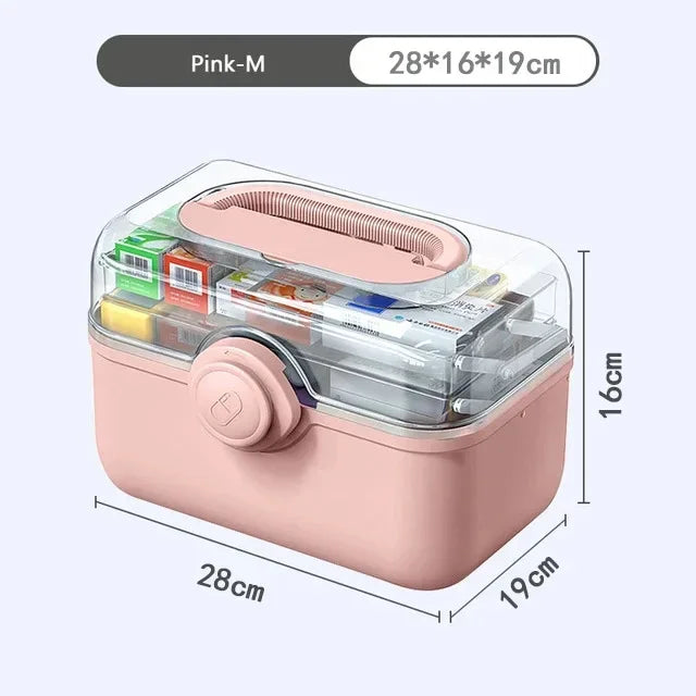 3-Layer Large Capacity Medicine First Aid Kit – Portable Multi-Layer Plastic Medical Storage Box for Household Use