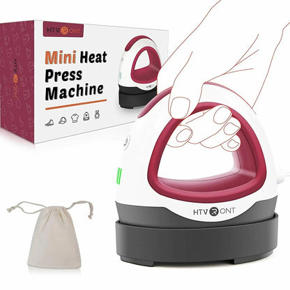 HTVRONT Mini Heat Press Machine — Portable Easy Press for HTV Vinyl, Cricut DIY Printing on T-Shirts, Clothes, Bags, Hats, and Pads