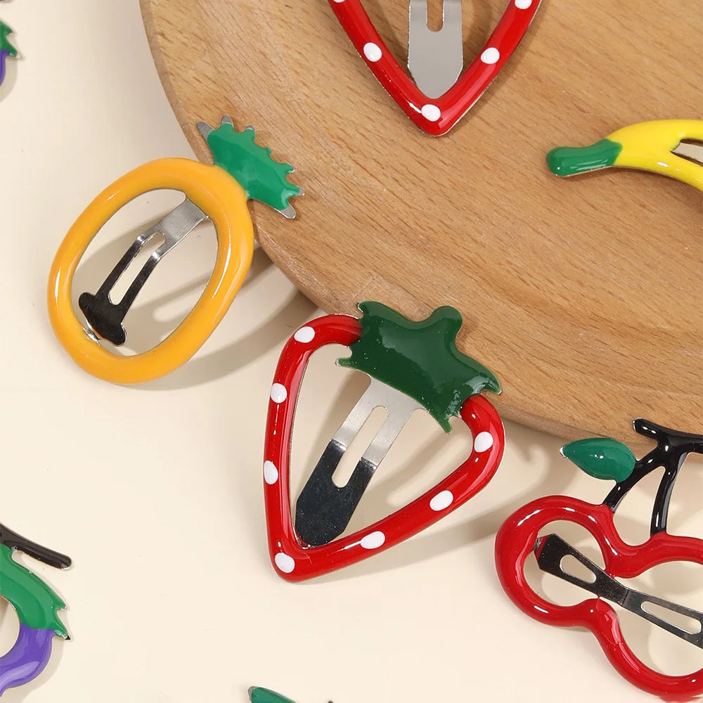 10-Piece Cute Fruit Hair Clip Set - Strawberry BB Hairpins for Girls, Colorful Everyday Styling Accessories for Children