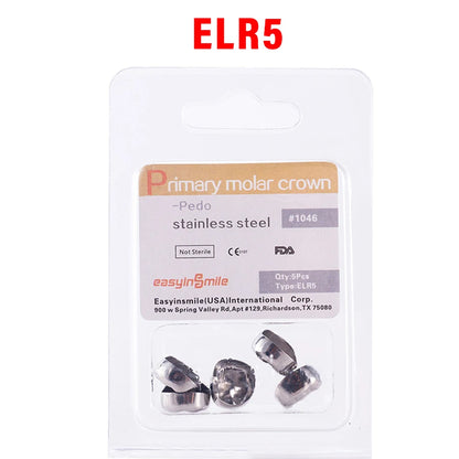 5PCS EASYINSMILE Kids Stainless Steel Dental Crowns – Primary Molar Teeth Refill D2-D7
