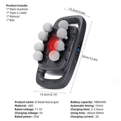 16-Head Fascia Massage Gun – High-Frequency Vibration Body Massager for Back, Waist, Neck, and Shoulders, Muscle Relief