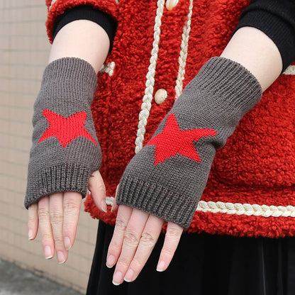 Women’s Knitted Fingerless Half Gloves – Warm Black & White Arm Sleeve Mittens for Autumn Winter Fashion Casual Wear Accessories