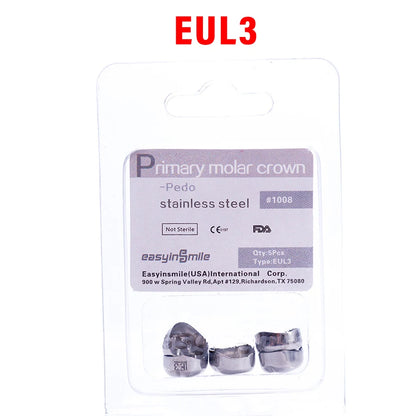 5PCS EASYINSMILE Kids Stainless Steel Dental Crowns – Primary Molar Teeth Refill D2-D7