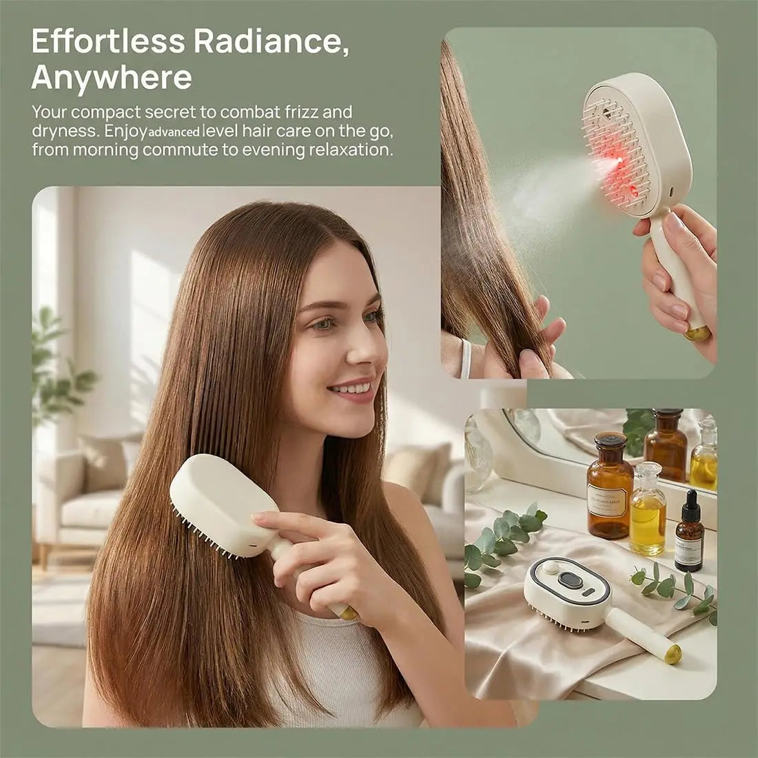 Electric Steam Hair Comb with Spray Massage - Anti-Frizz & Anti-Static Hair Styling Brush