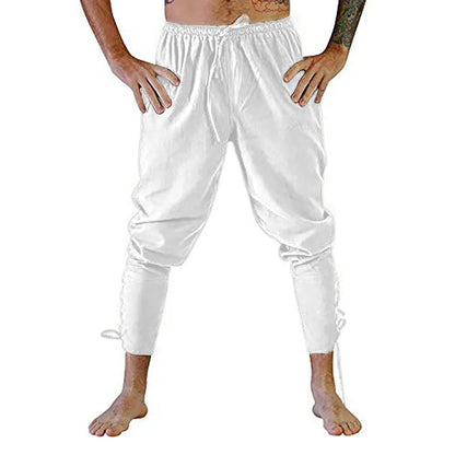 Men’s Pirate & Viking Costume Pants – Renaissance Medieval Drawstring Shorts for Halloween Cosplay