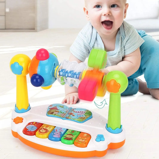 Baby Piano Musical Toy - Rotating Keyboard with Lights & Sounds for Toddler Early Learning Gift