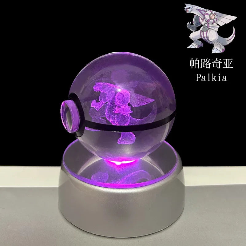 Pokémon 3D Crystal Ball LED Night Light – Pikachu Gengar Eevee Mewtwo Pokéball Base Lamp Kids Birthday & Home Decor Gift
