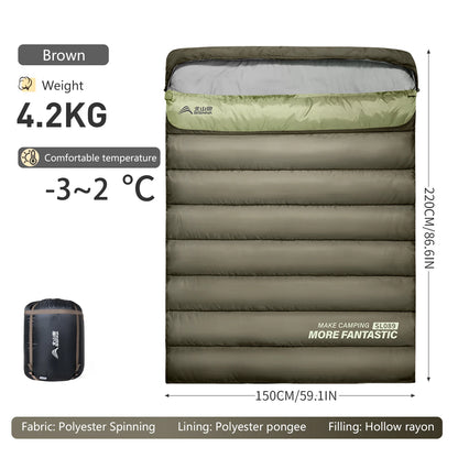 BSWOLF 2-Person Four Seasons Camping Sleeping Bag – Portable Winter Outdoor Travel & Hiking Bag