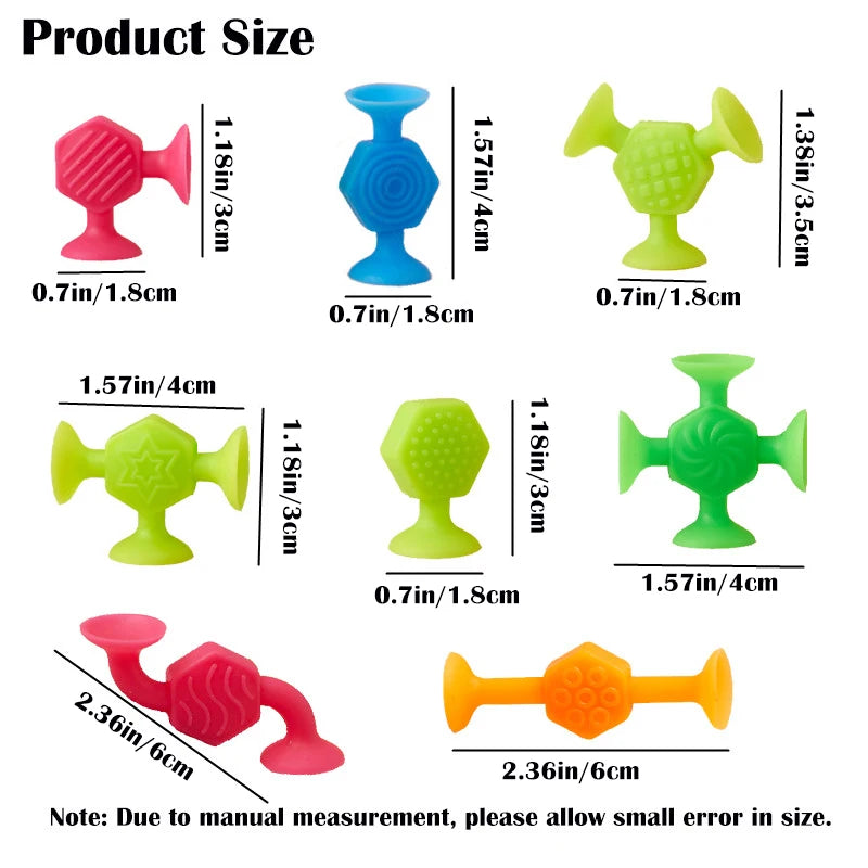25-Piece Suction Cup Building Toys - Textured Stacking Construction Suckers for Kids, Bath & Travel