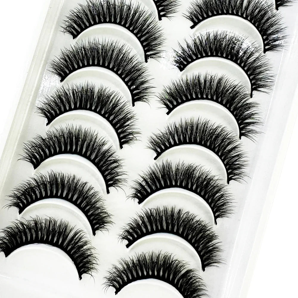 5/10 Pairs 3D Mink False Eyelashes – Wispy Handcrafted Full Strip Short Natural Lashes for Makeup