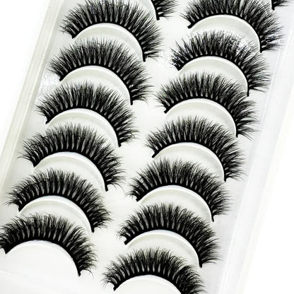 5/10 Pairs 3D Mink False Eyelashes – Wispy Handcrafted Full Strip Short Natural Lashes for Makeup