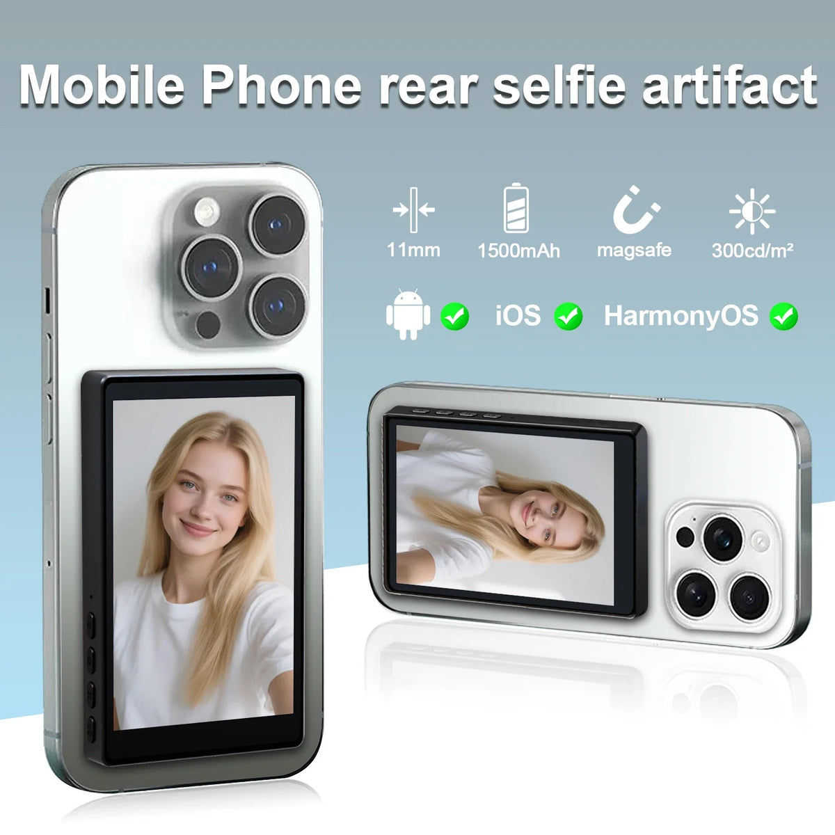 Wireless Magnetic Selfie Monitor Screen - Smartphone Vlog, Live Stream & Video Recording Tool