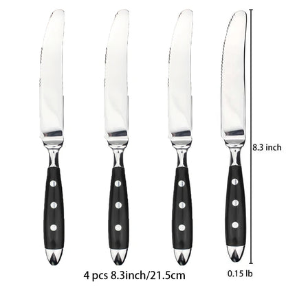 Classic Elegant Stainless Steel Cutlery Set – Fork, Spoon, Knife & Teaspoon Full Dining Steak Dinnerware Collection