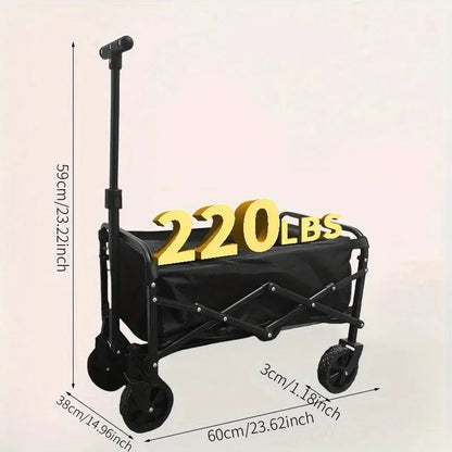 Foldable Heavy Duty Wagon Cart – Portable Utility Cart for Groceries, Sports, Gardening & Shopping, Includes Foldable Cat Storage