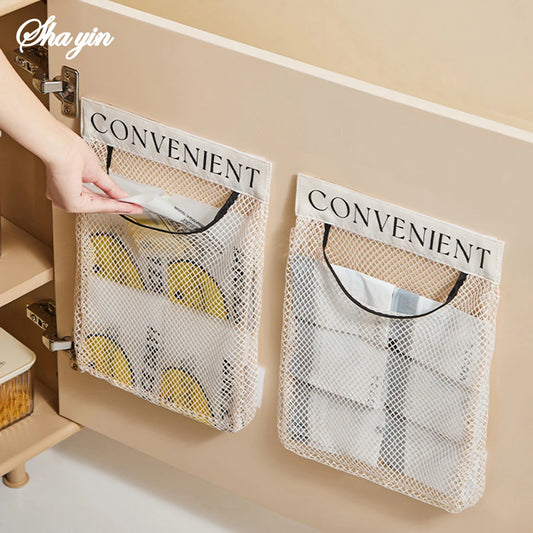 Wall-Mounted Hanging Mesh Storage Bag Organizer – Large-Capacity Kitchen Garbage & Storage Net, Space-Saving Home Tool (1–3PCS)