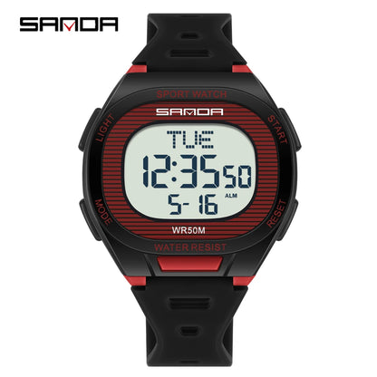 SANDA 2195 Square Digital Watch - Multifunction Waterproof LED Sports Wristwatch for Students