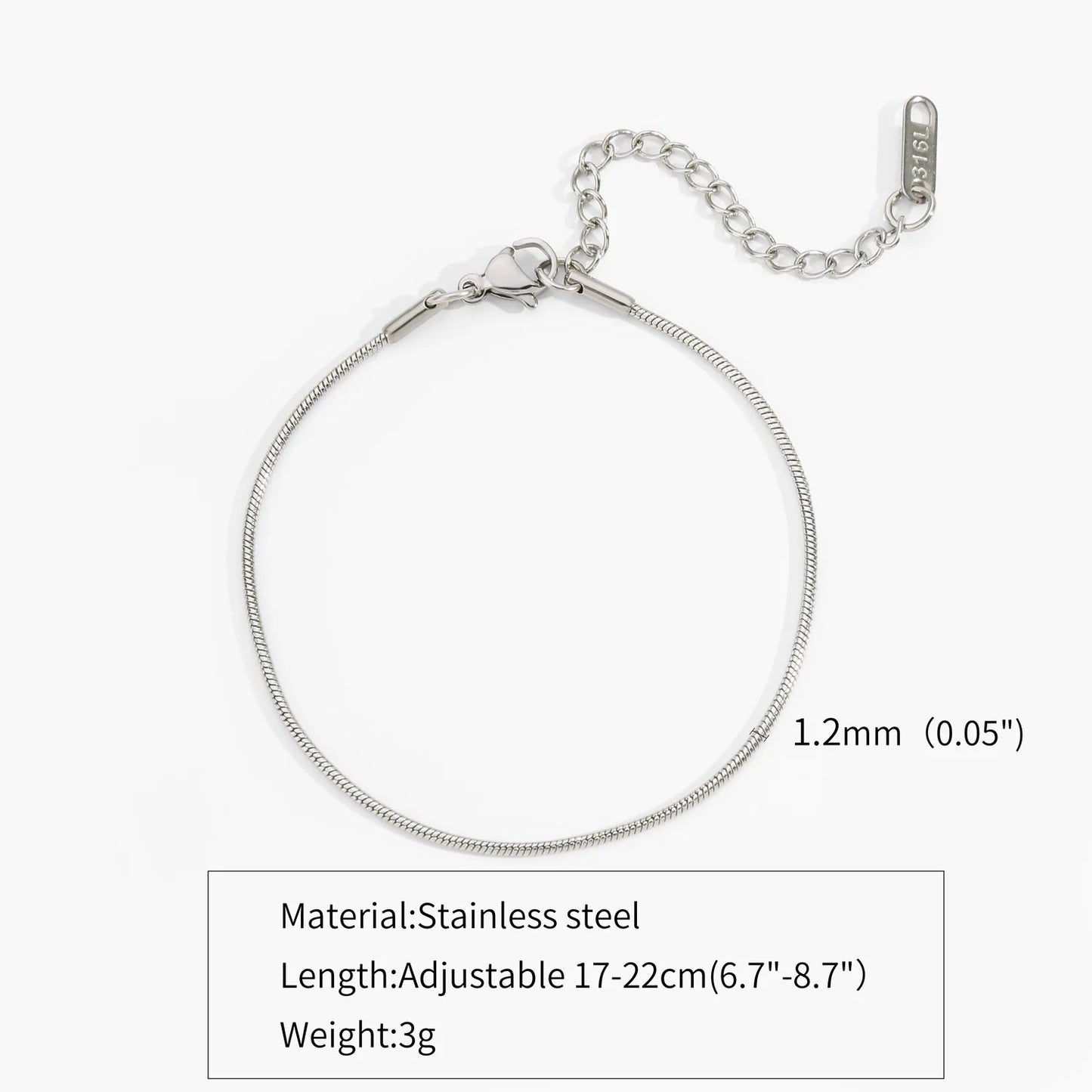 Stainless Steel Silver Snake Bone Chain Bracelet for Men & Women – Non-Fading Hip Hop Open Fashion Wrist Jewelry